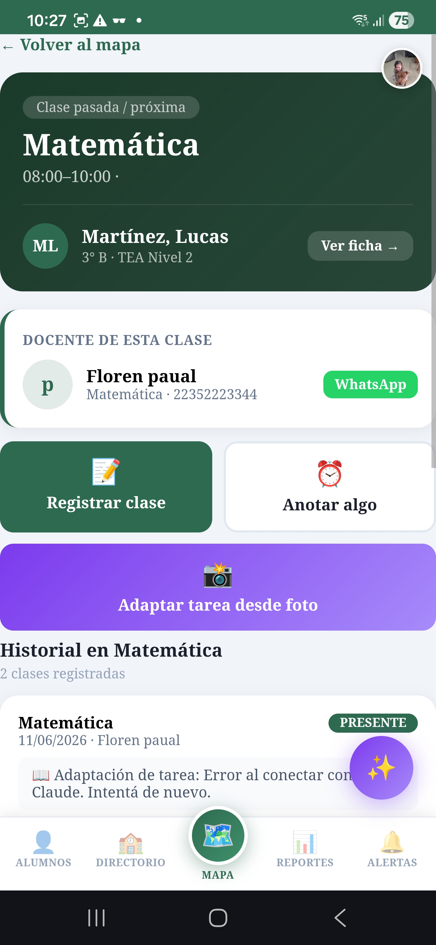 App Docente pantalla 3
