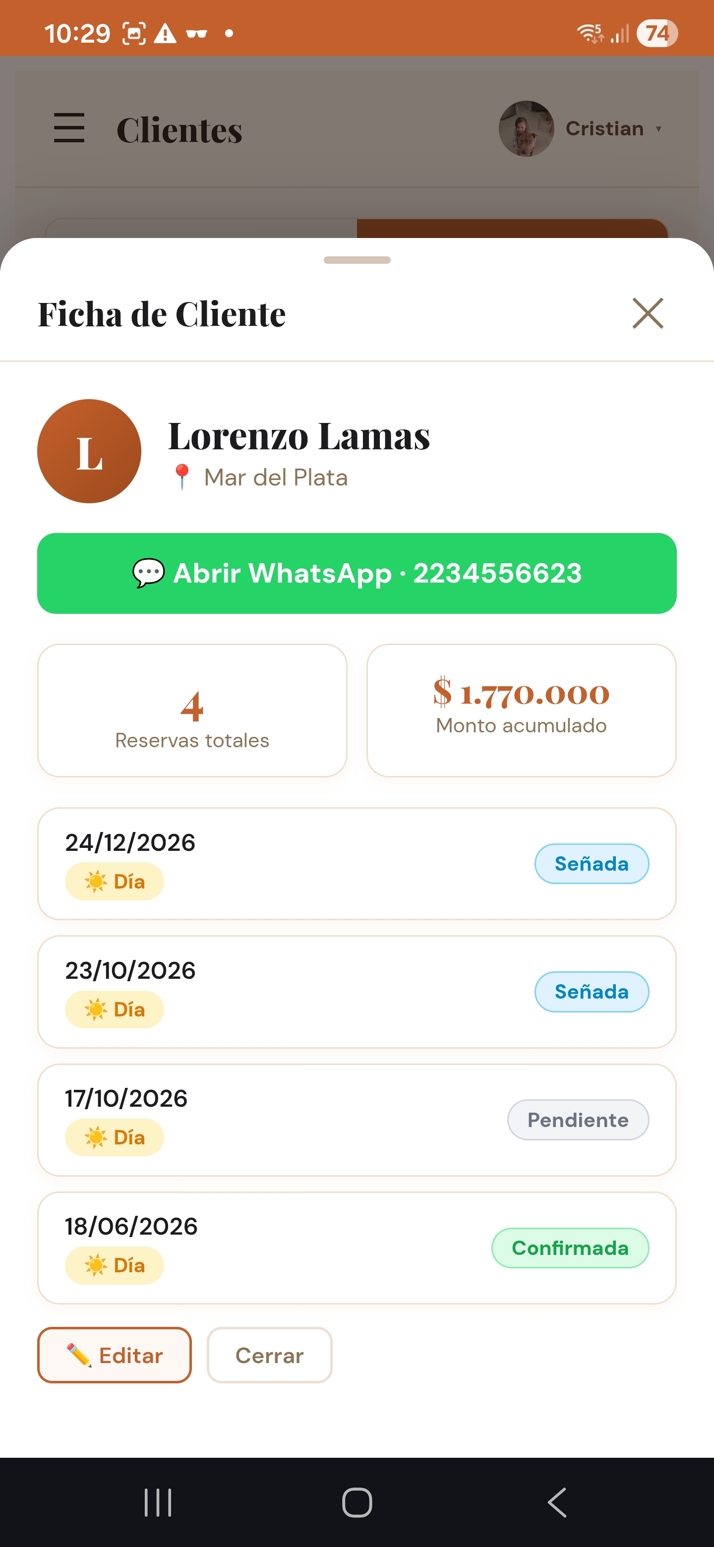 App Eventos pantalla 4
