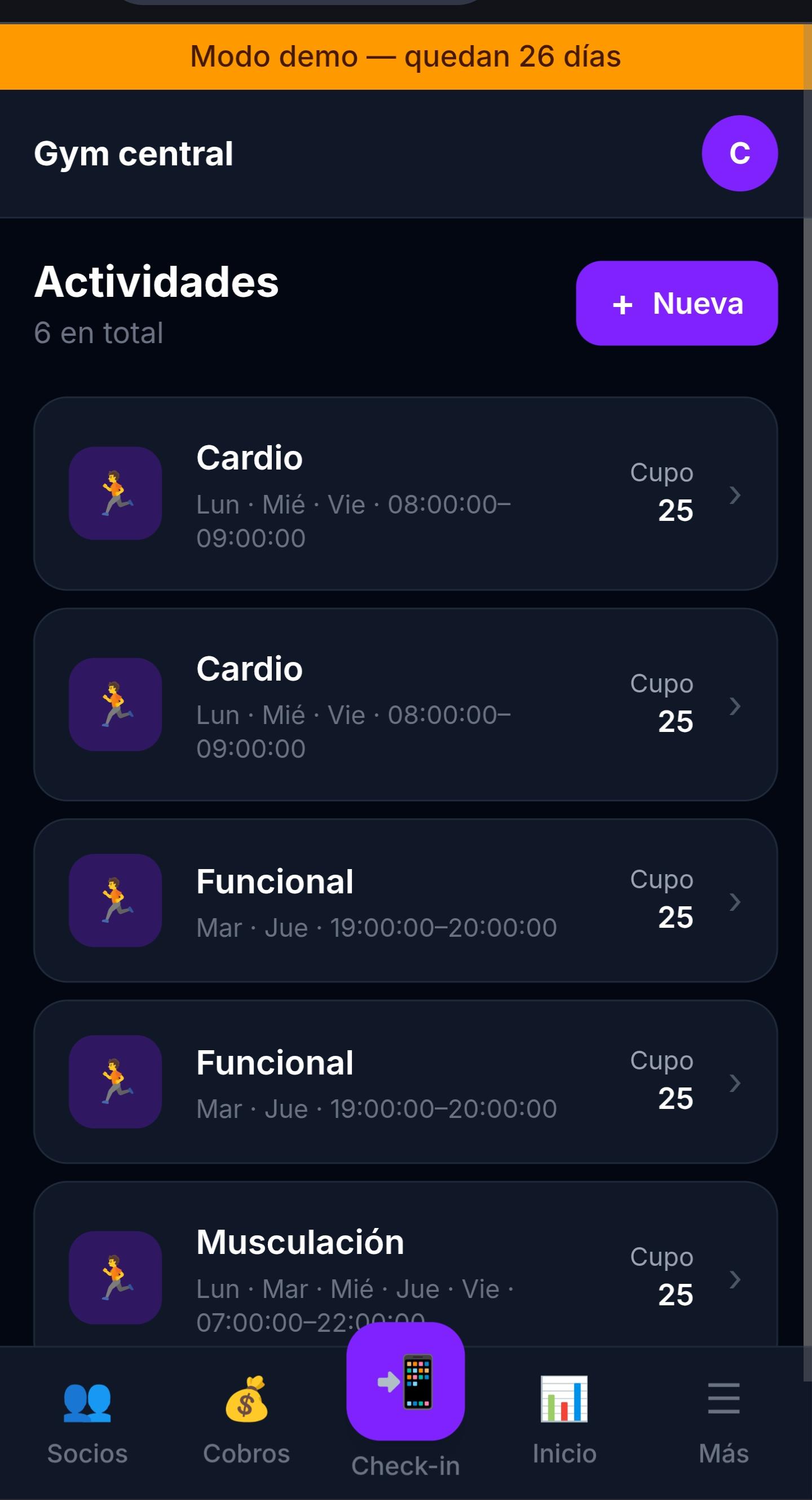 App Membresías pantalla 4