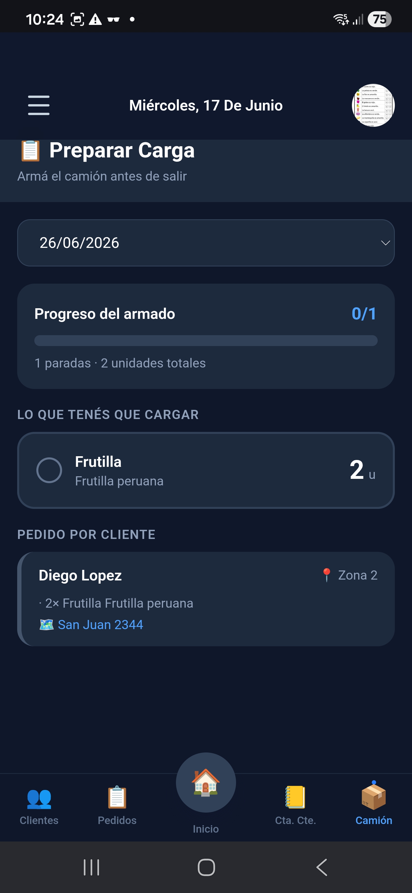 App Reparto pantalla 3