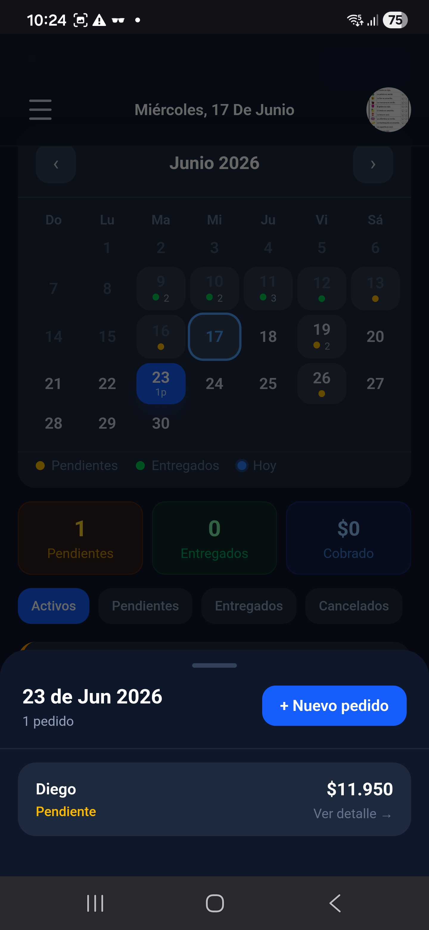 App Reparto pantalla 2